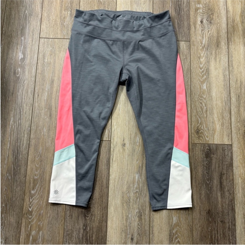 Athleta Sonar Capri Leggings Sz L Colorblock Sonar Workout Gym Run Yoga Athletic
